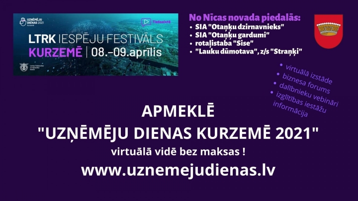 Apmeklē “Uzņēmēju dienas Kurzemē 2021” virtuālā vidē!